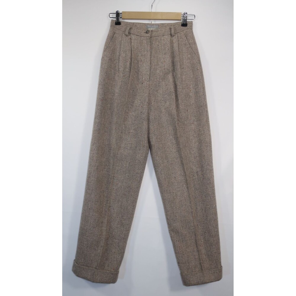 VTG Paco Rabanne French Casual Wool Pants Japan Herringbone Tweed Lined 2 4